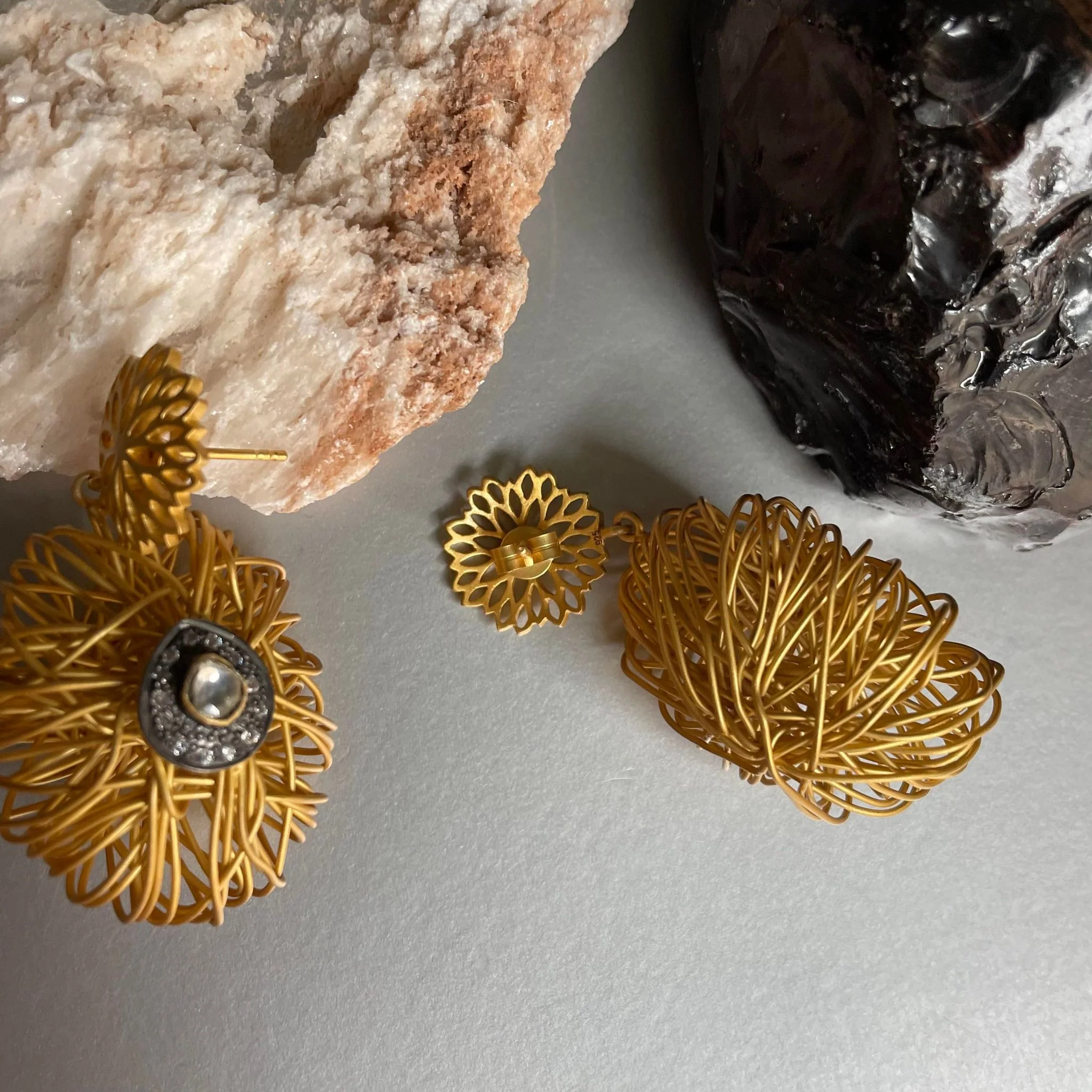 Elegant Wire-Wrapped Floral Earrings