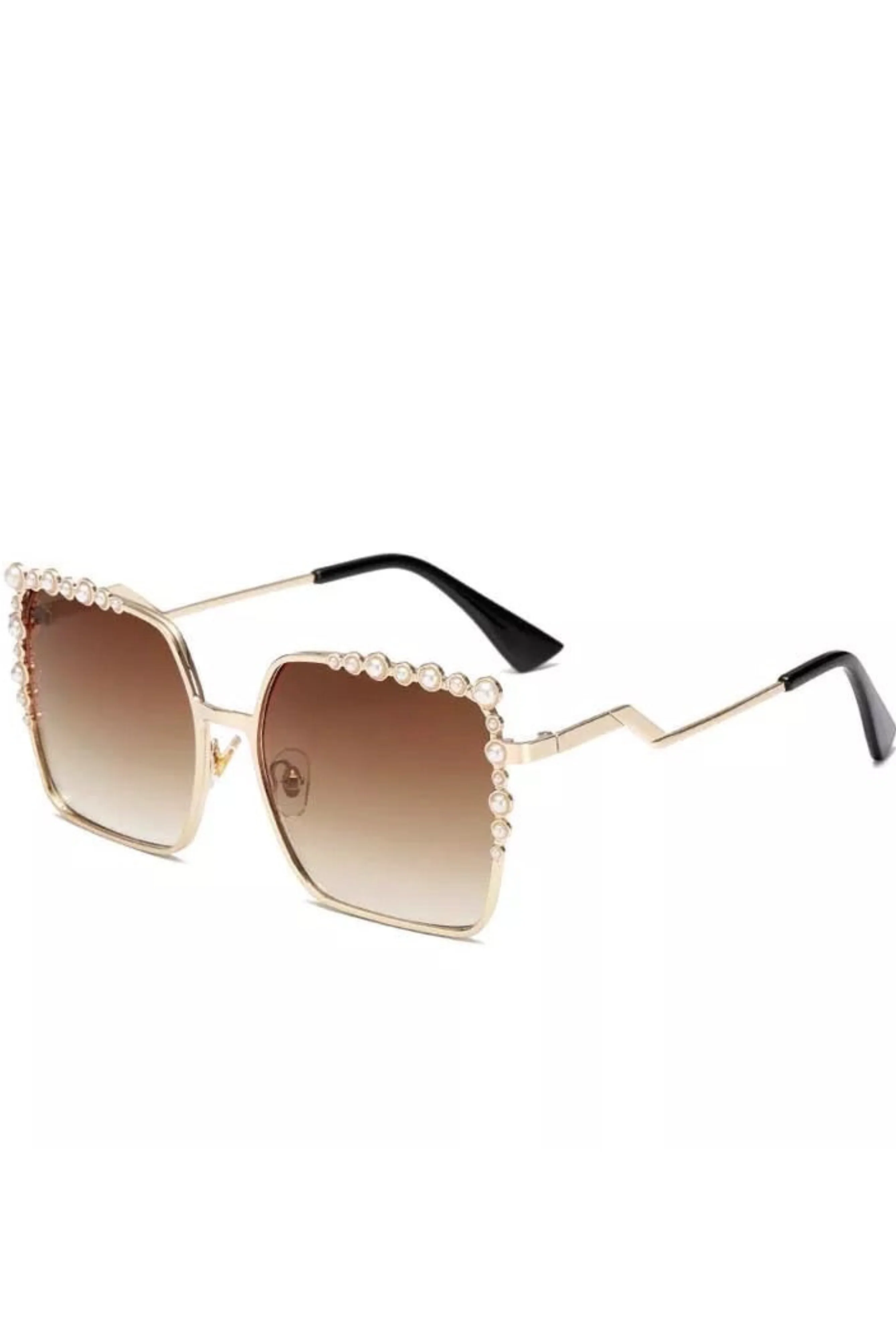 Chic Square Pearl-Embellished Sunglasses