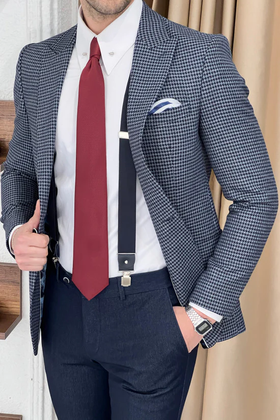 Classic Houndstooth Men'S Blazer