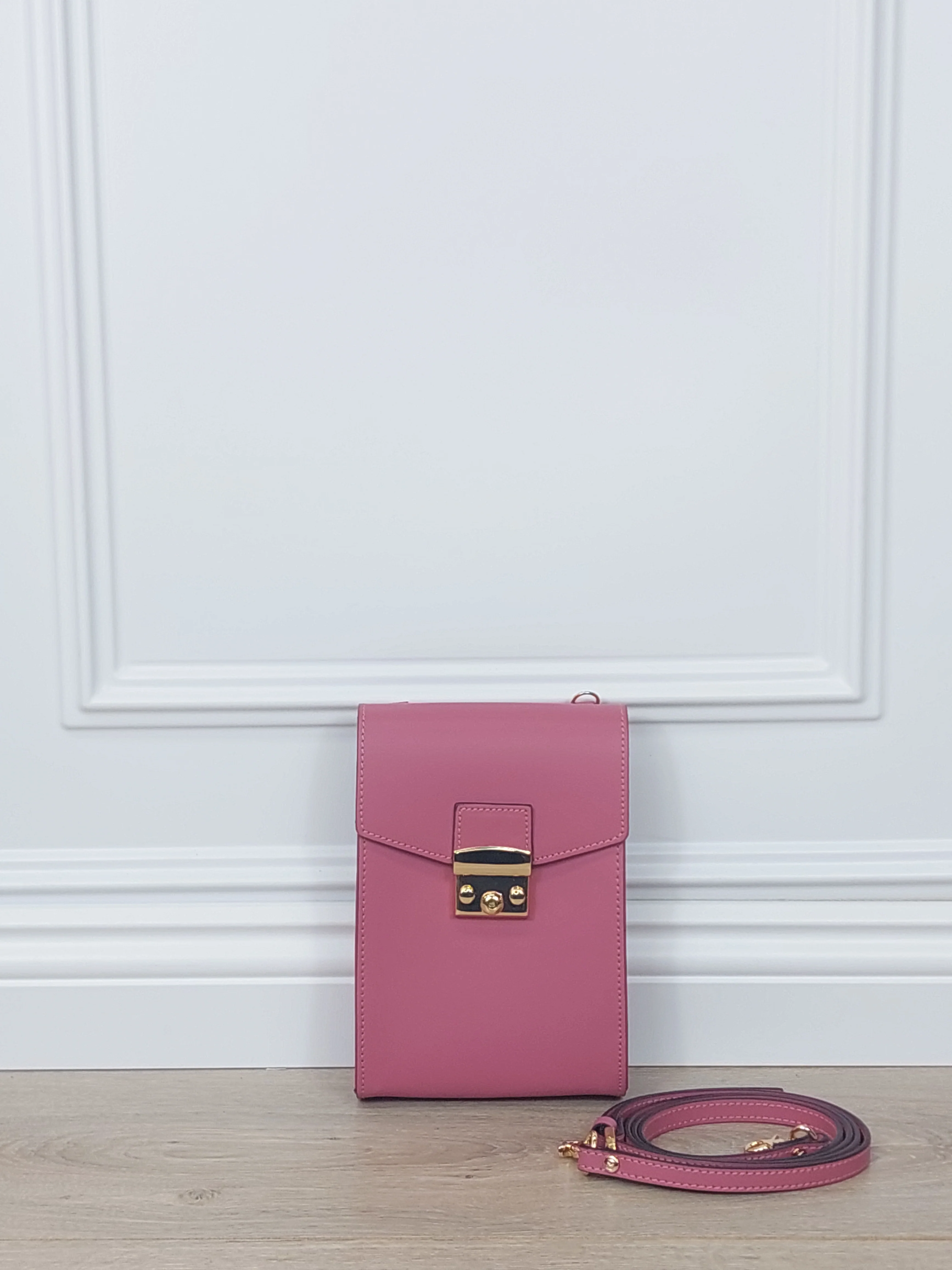 Chic Pink Faux Leather Mini Crossbody Bag