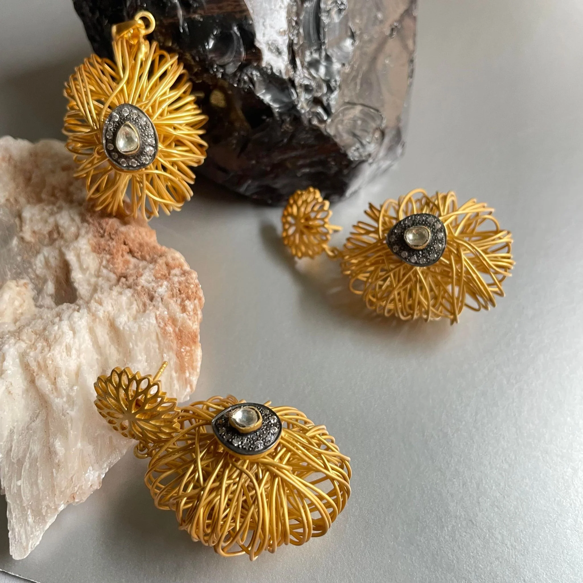 Elegant Wire-Wrapped Floral Earrings