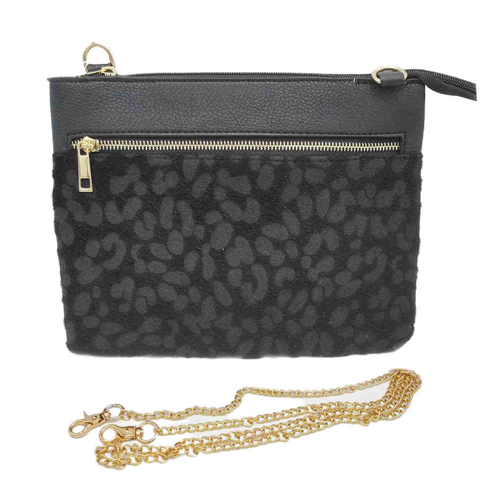 Elegant Black Textured Crossbody Bag