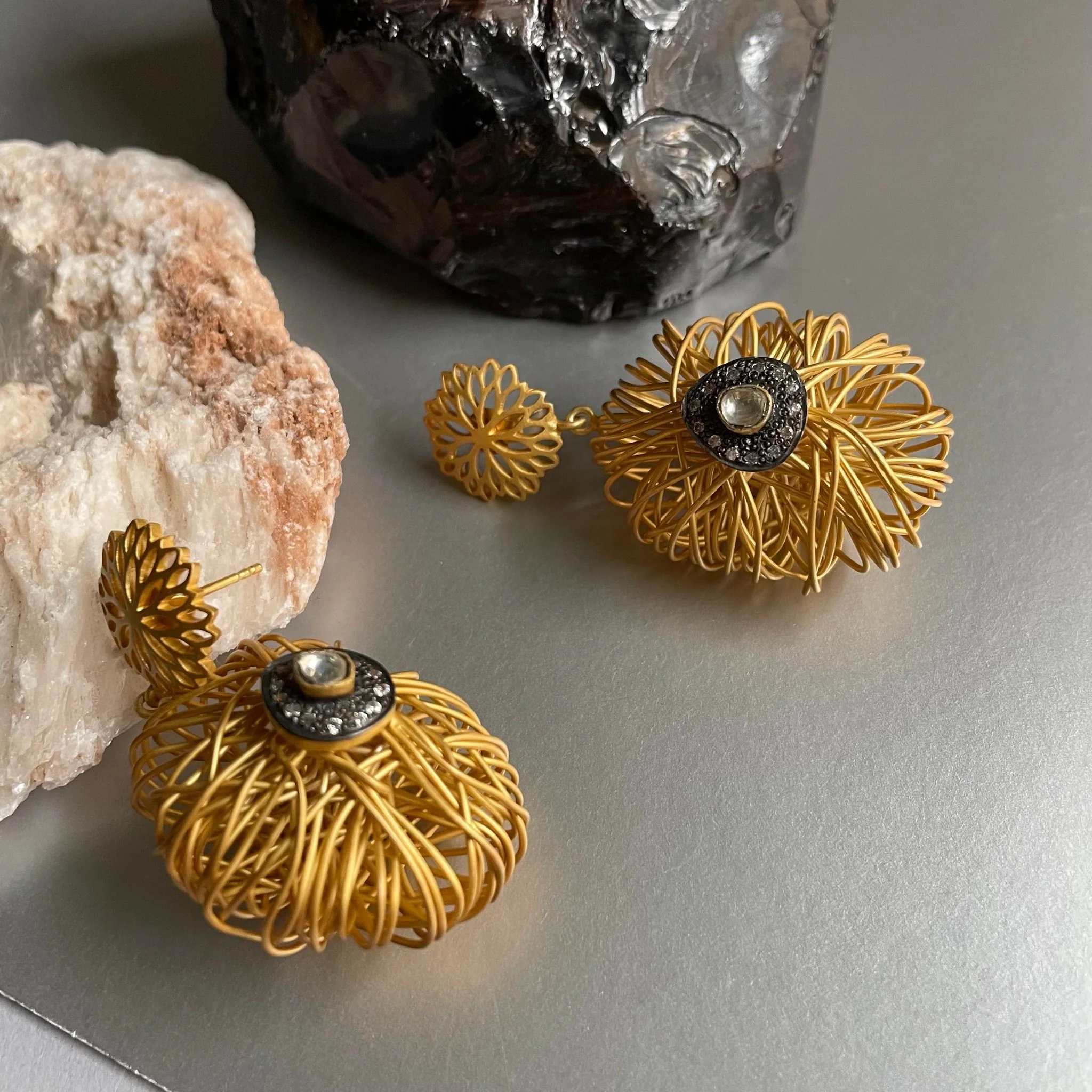 Elegant Wire-Wrapped Floral Earrings