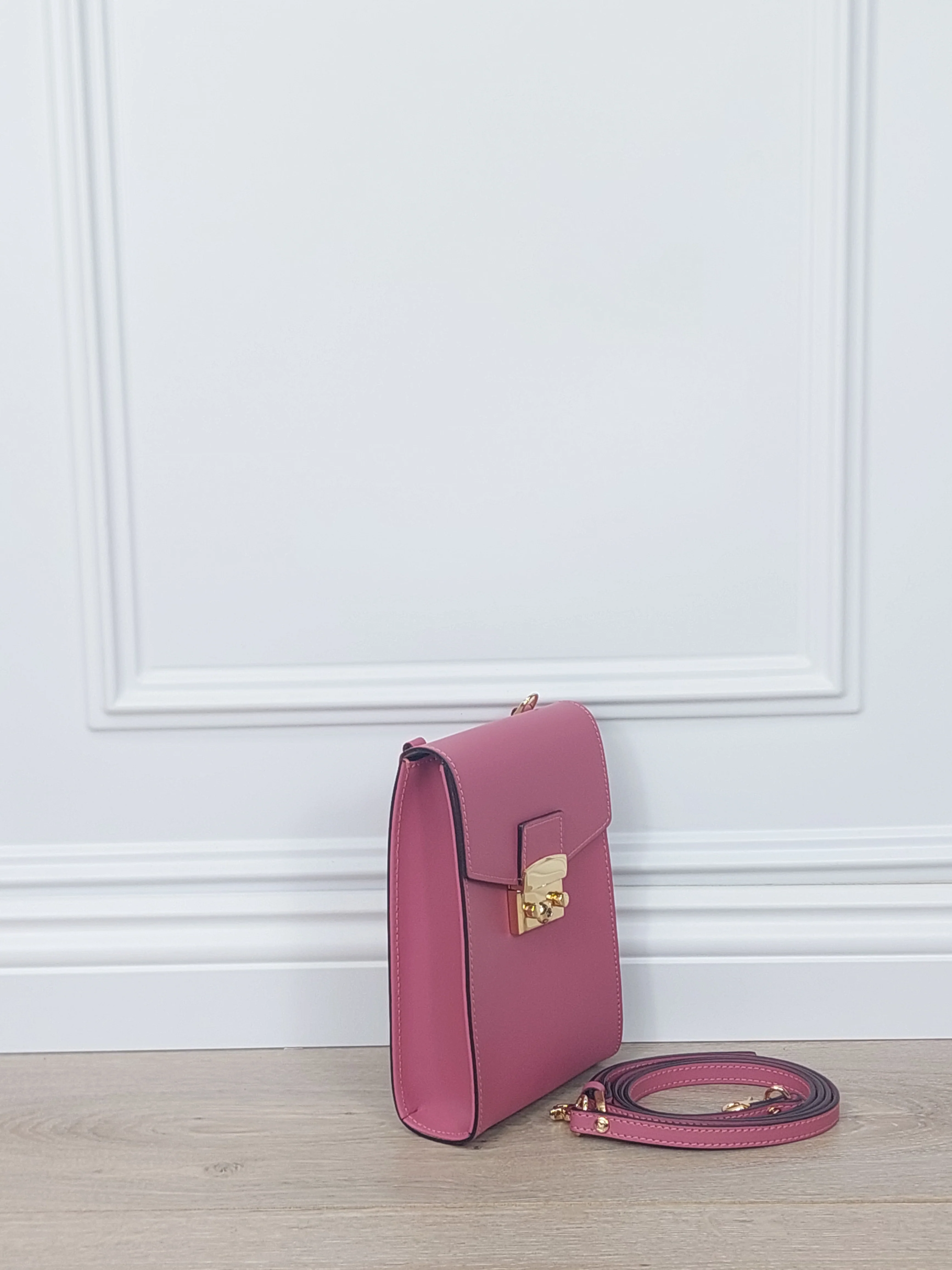 Chic Pink Faux Leather Mini Crossbody Bag
