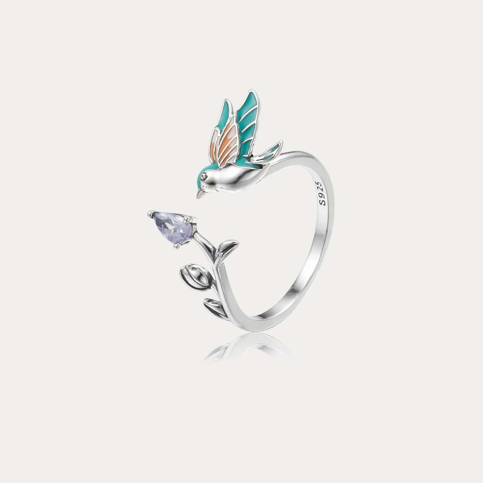 Charming Bird And Blossom Ring