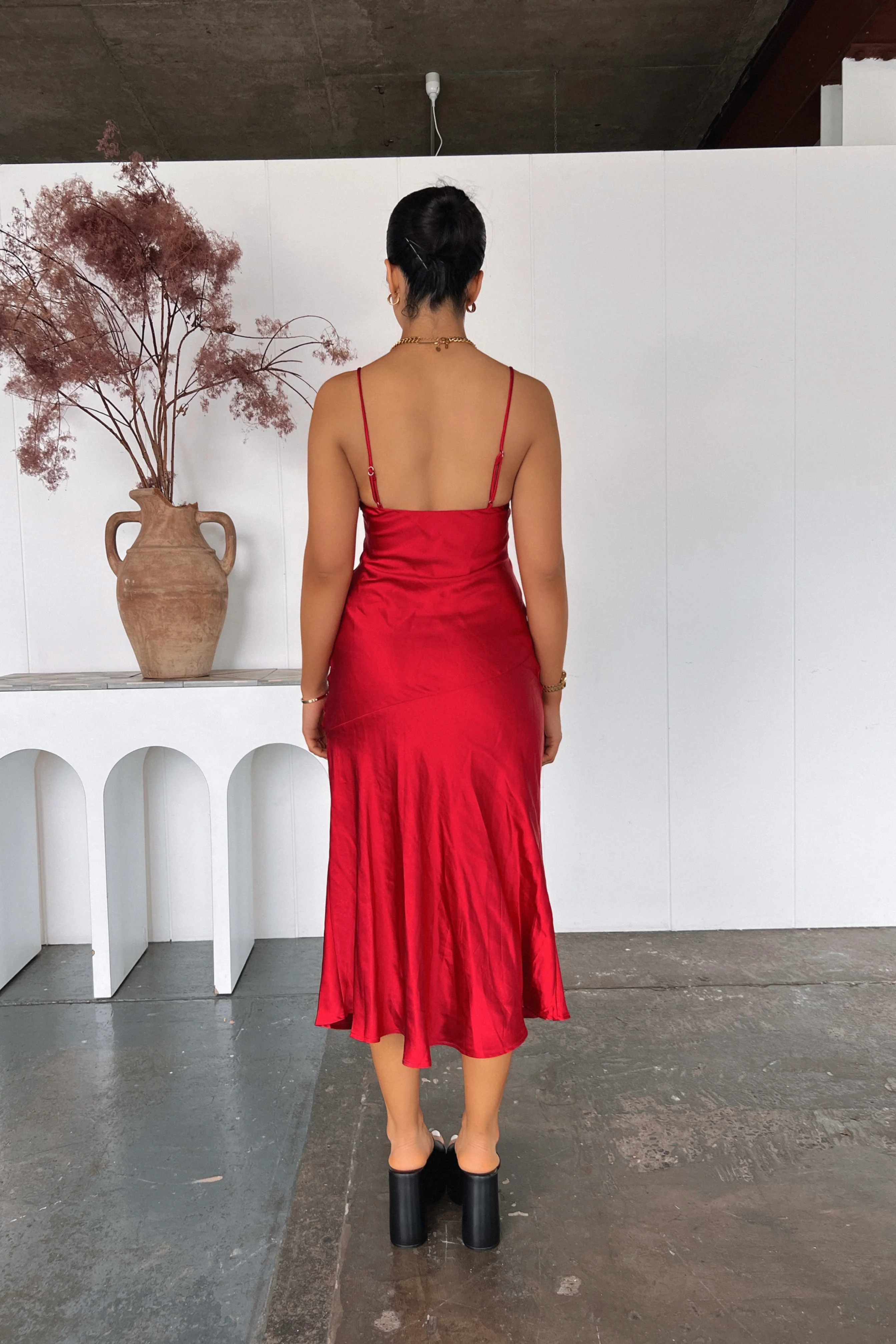 Elegant Red Satin Dress