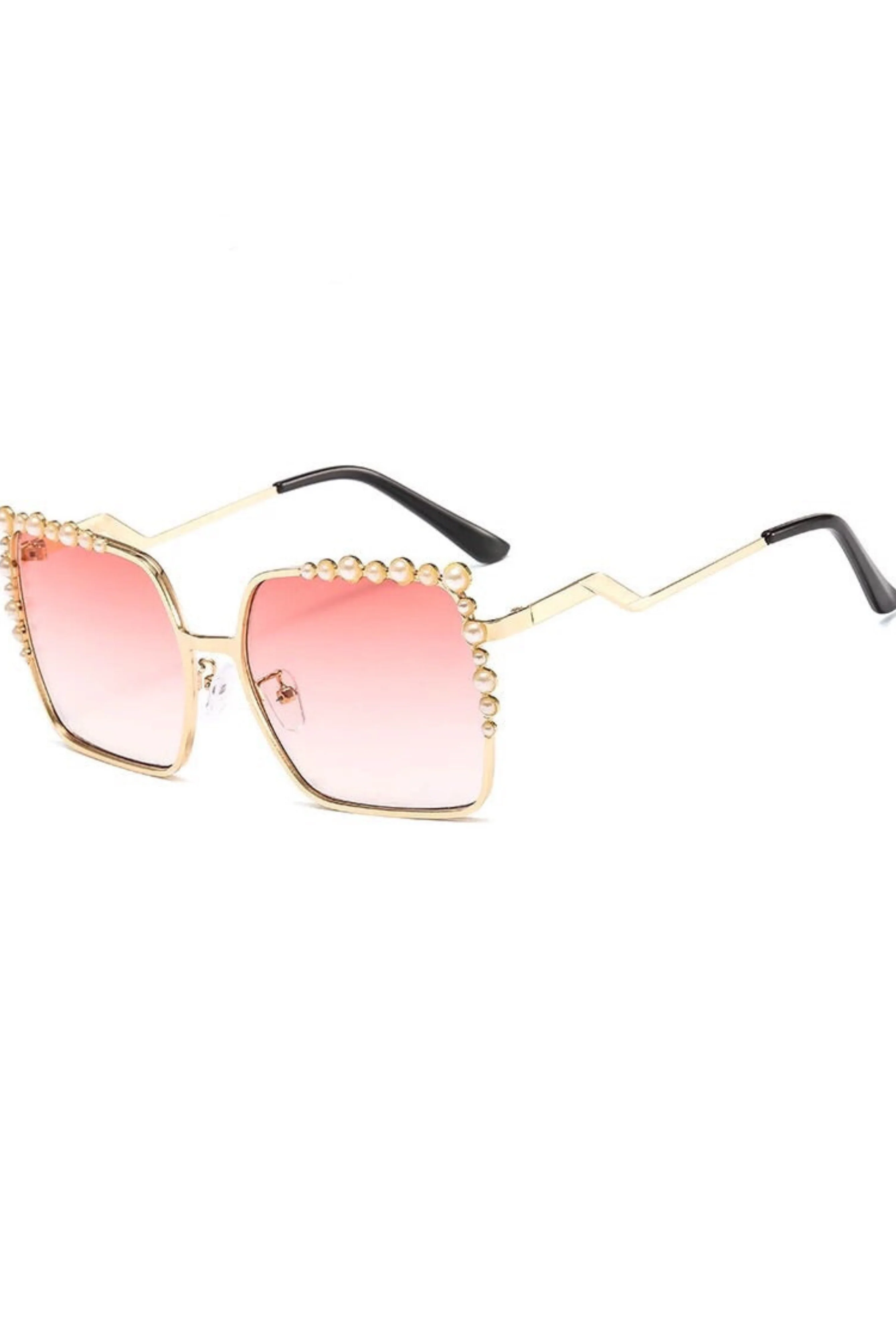 Chic Square Pearl-Embellished Sunglasses