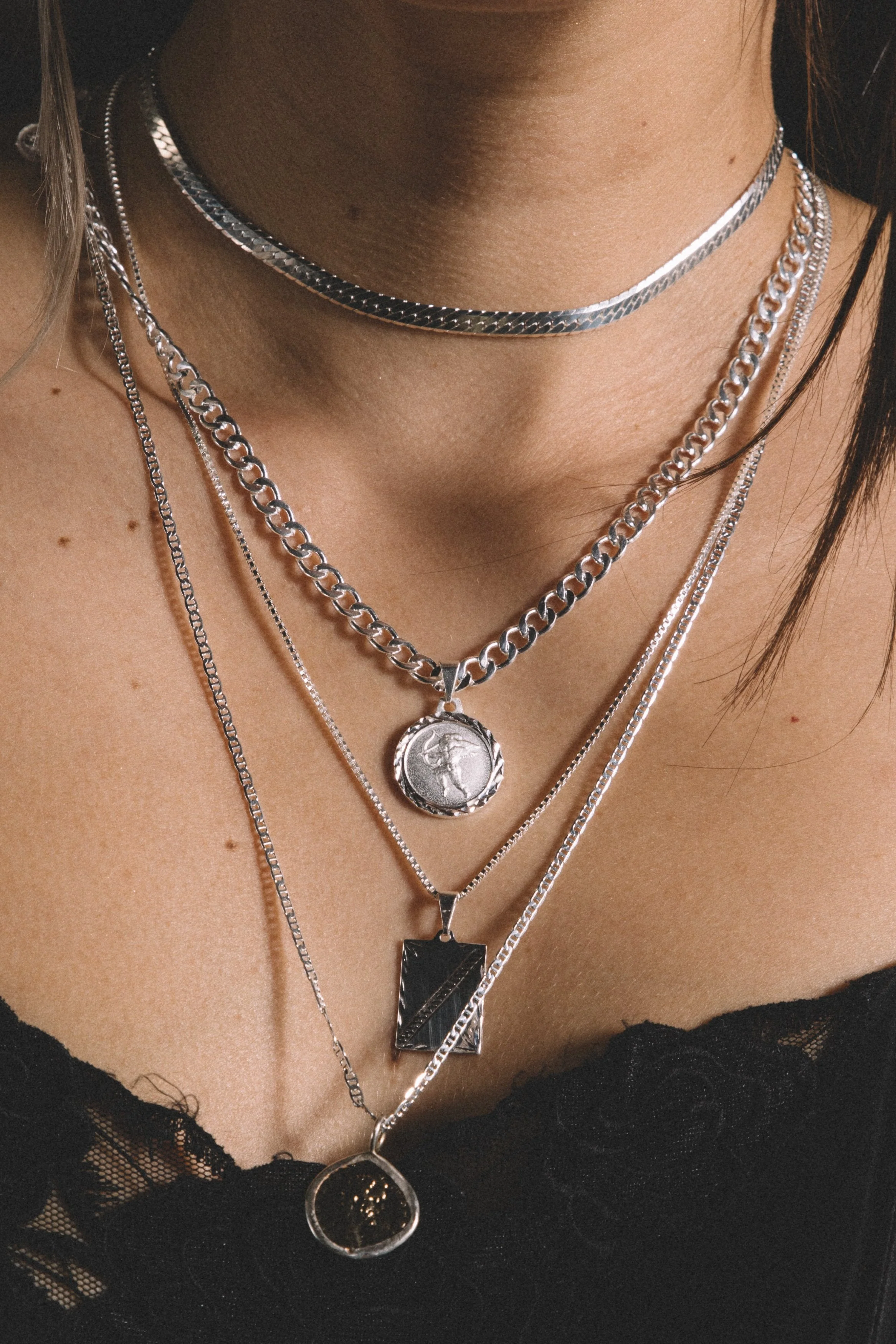 Sleek Herringbone Chain Necklace