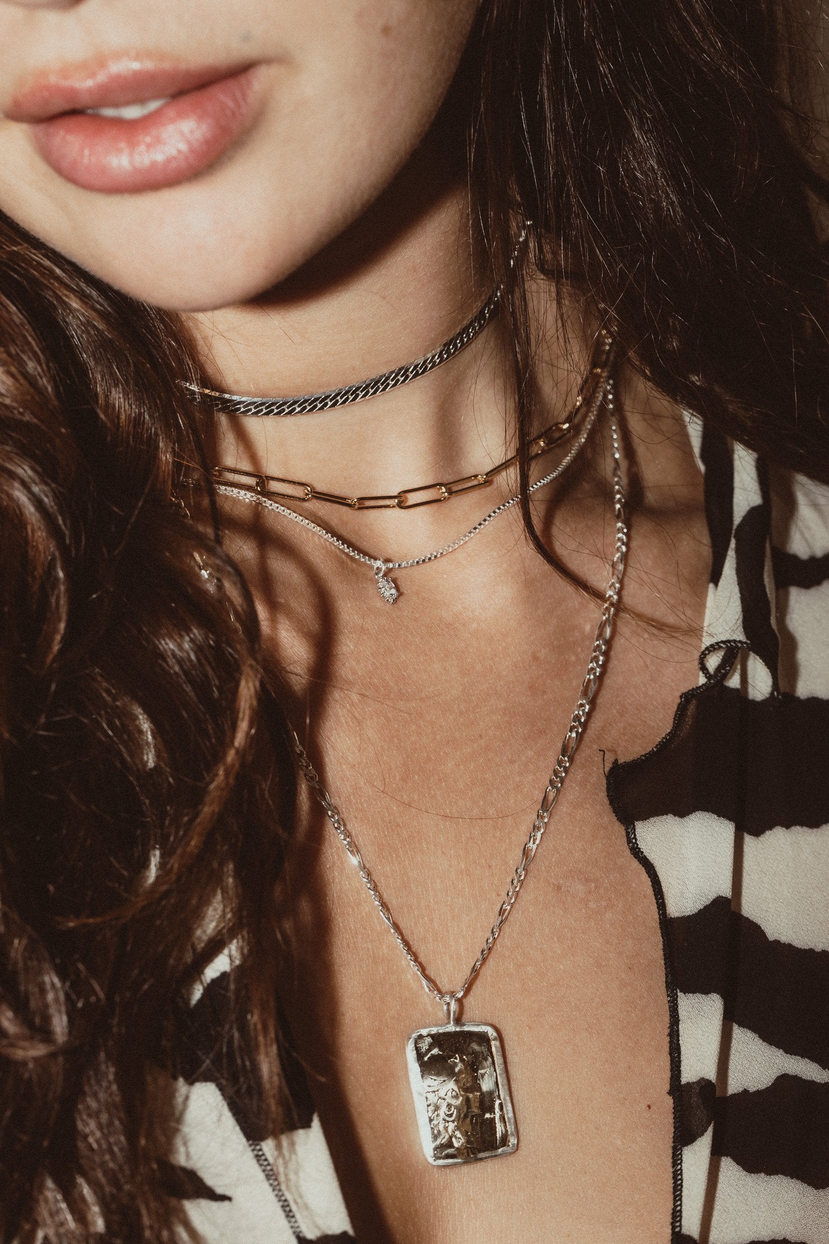 Sleek Herringbone Chain Necklace