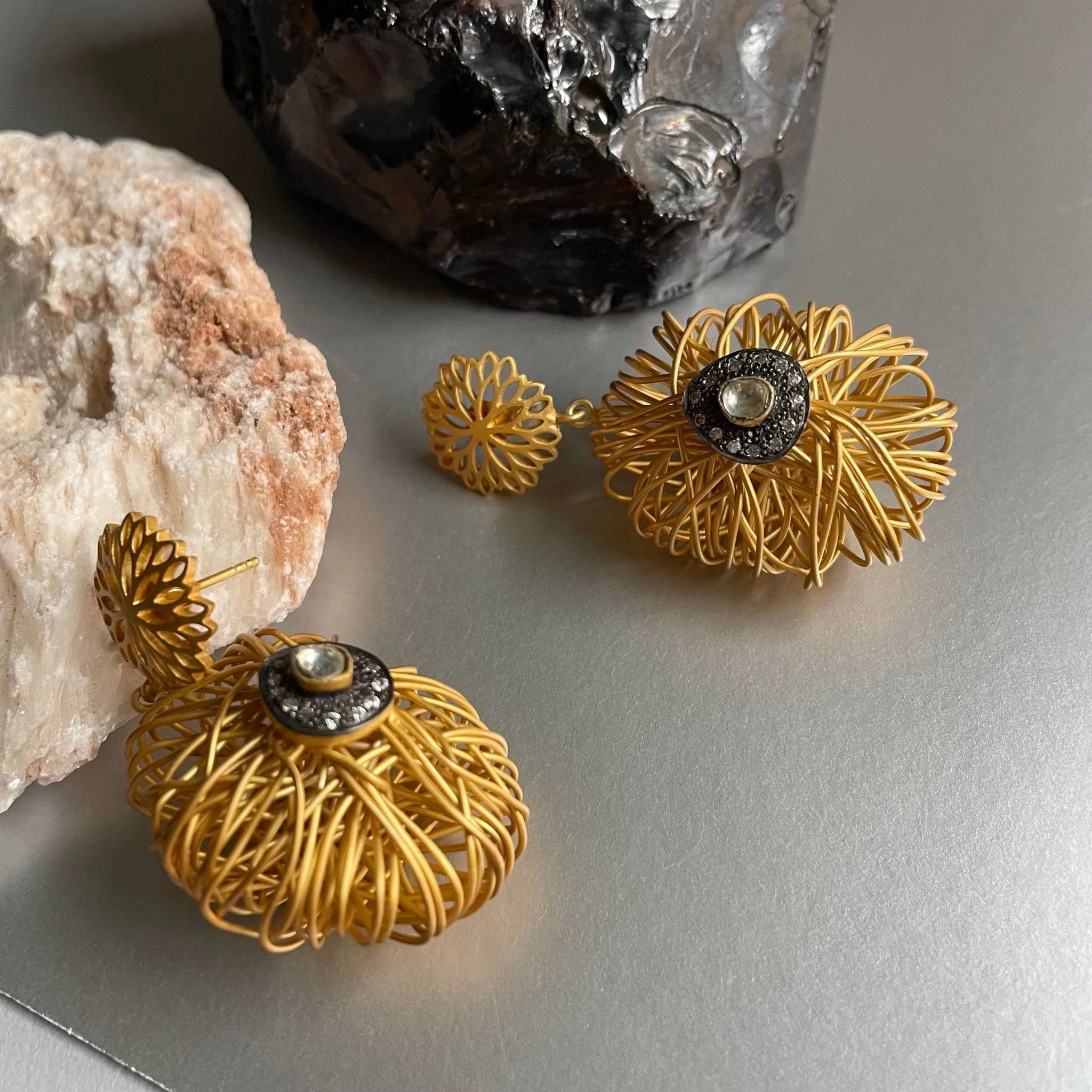 Elegant Wire-Wrapped Floral Earrings