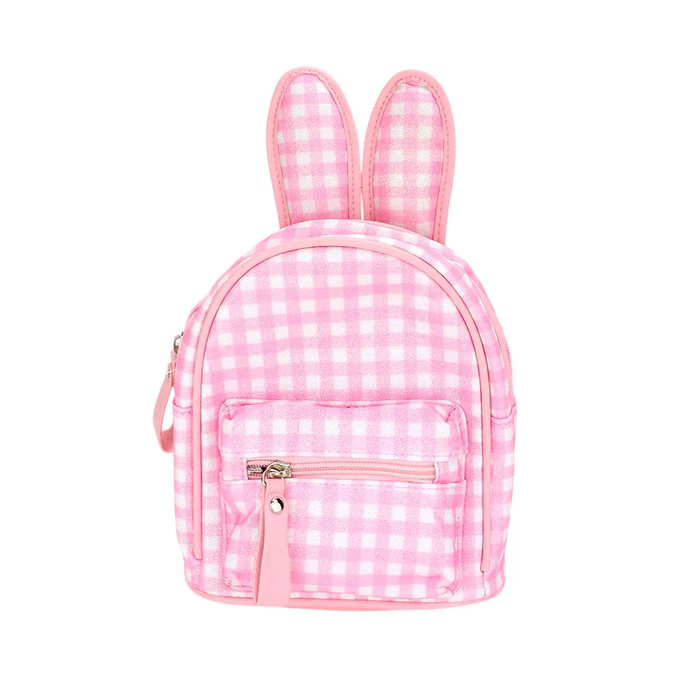 Charming Pink Plaid Bunny Backpack