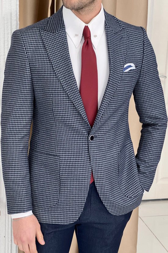 Classic Houndstooth Men'S Blazer