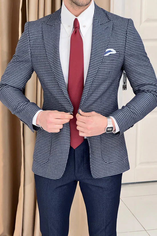 Classic Houndstooth Men'S Blazer