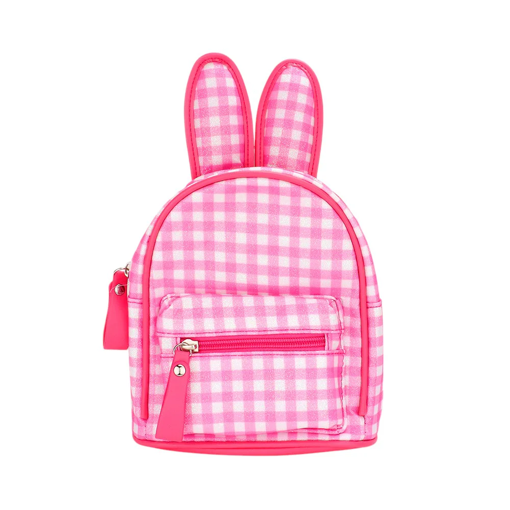 Charming Pink Plaid Bunny Backpack