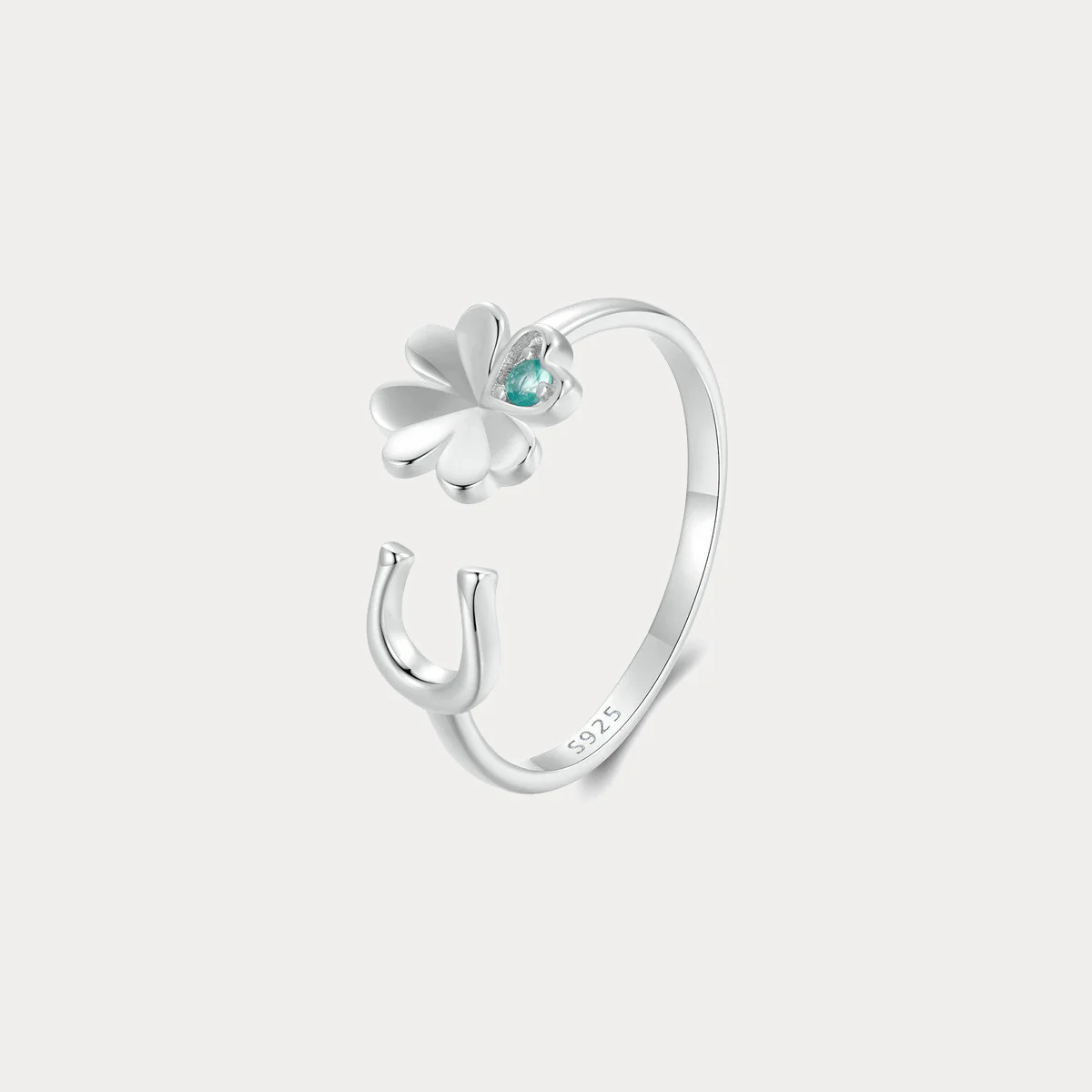 Elegant Four-Leaf Clover Open Ring
