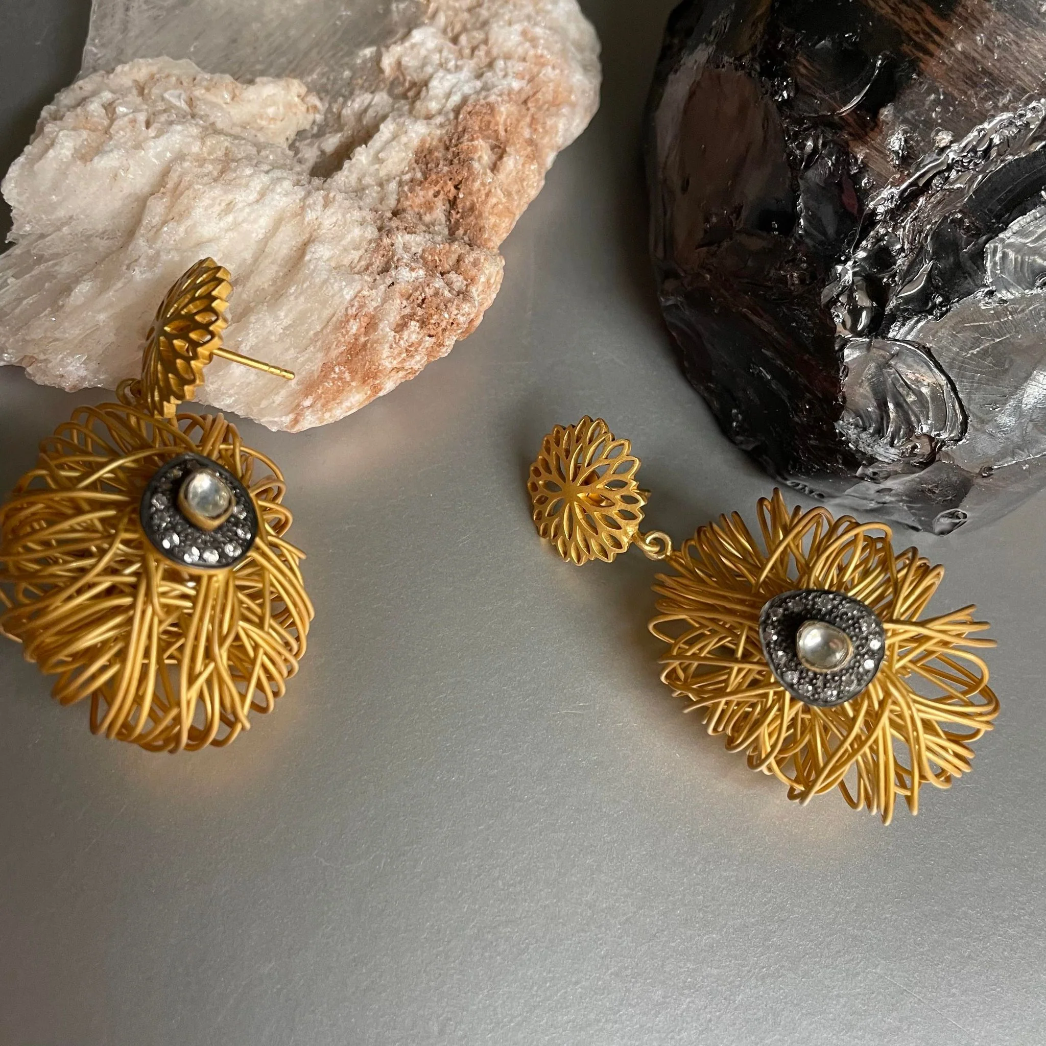 Elegant Wire-Wrapped Floral Earrings
