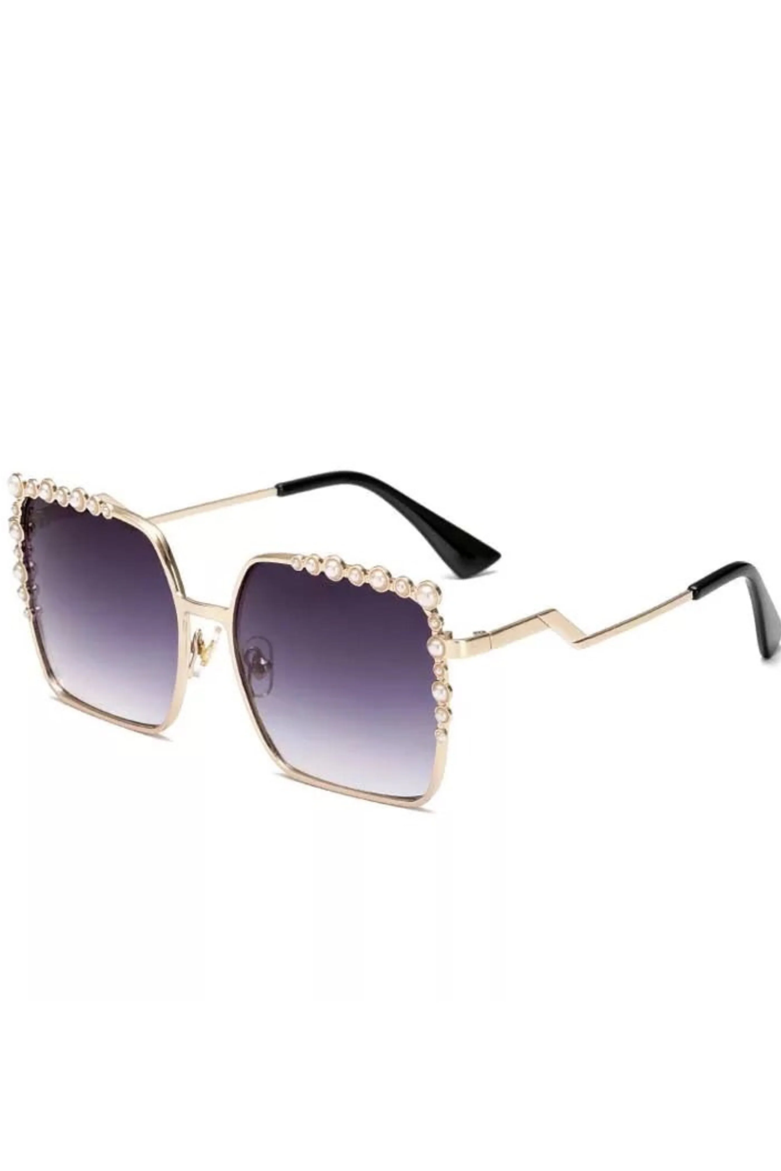 Chic Square Pearl-Embellished Sunglasses