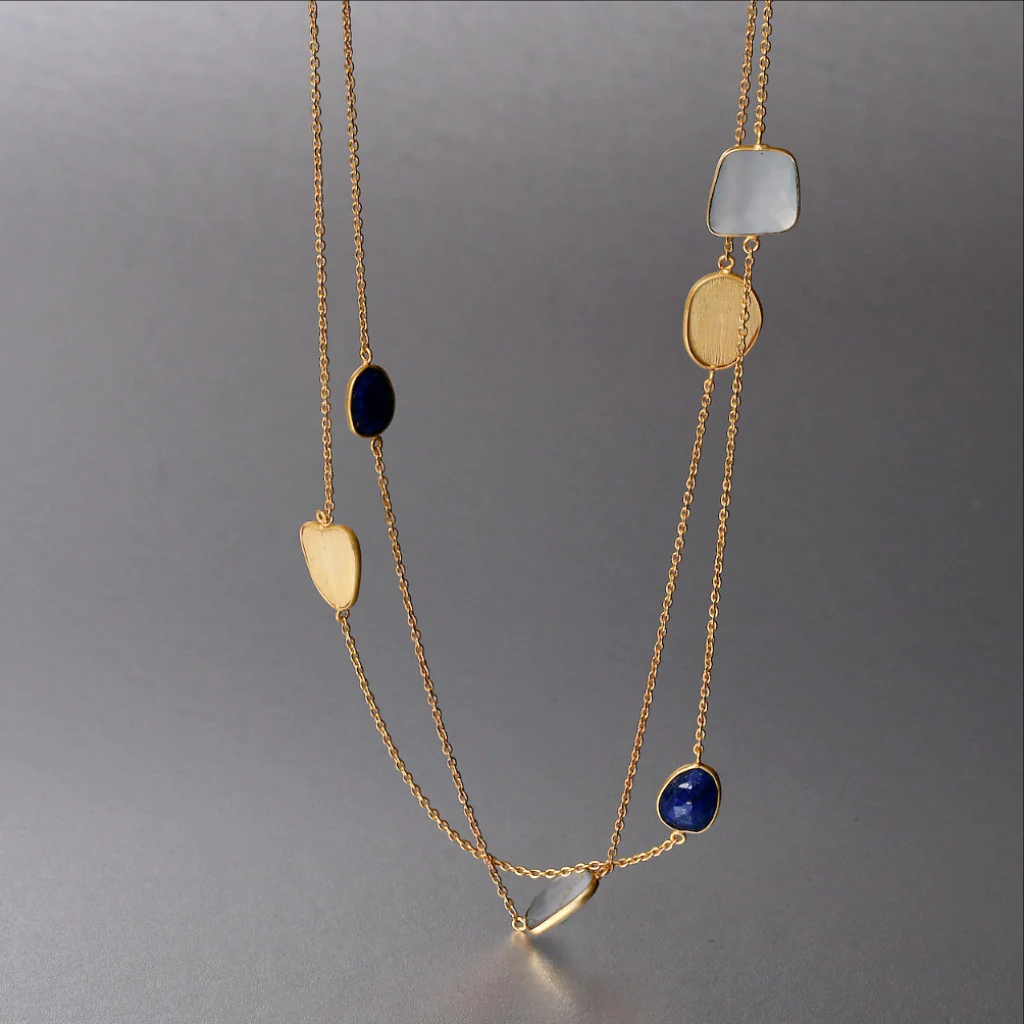 Elegant Multi-Stone Double Layer Necklace