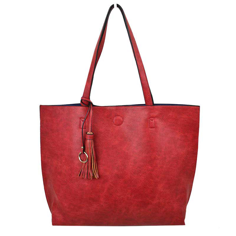 Elegant Black Faux Leather Tote Bag