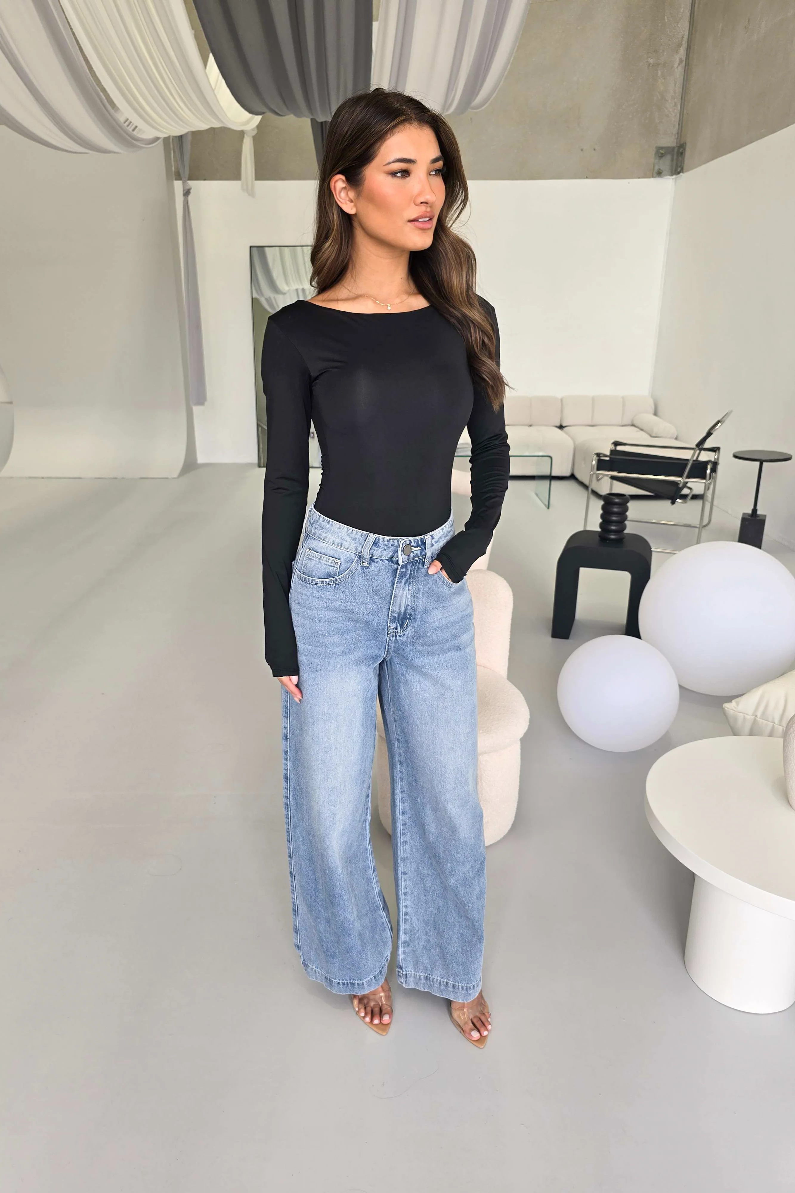 Casual Elegance Black Long Sleeve Bodysuit