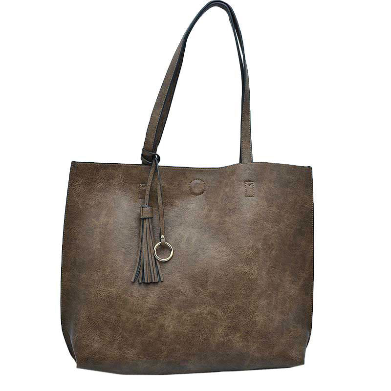 Elegant Black Faux Leather Tote Bag