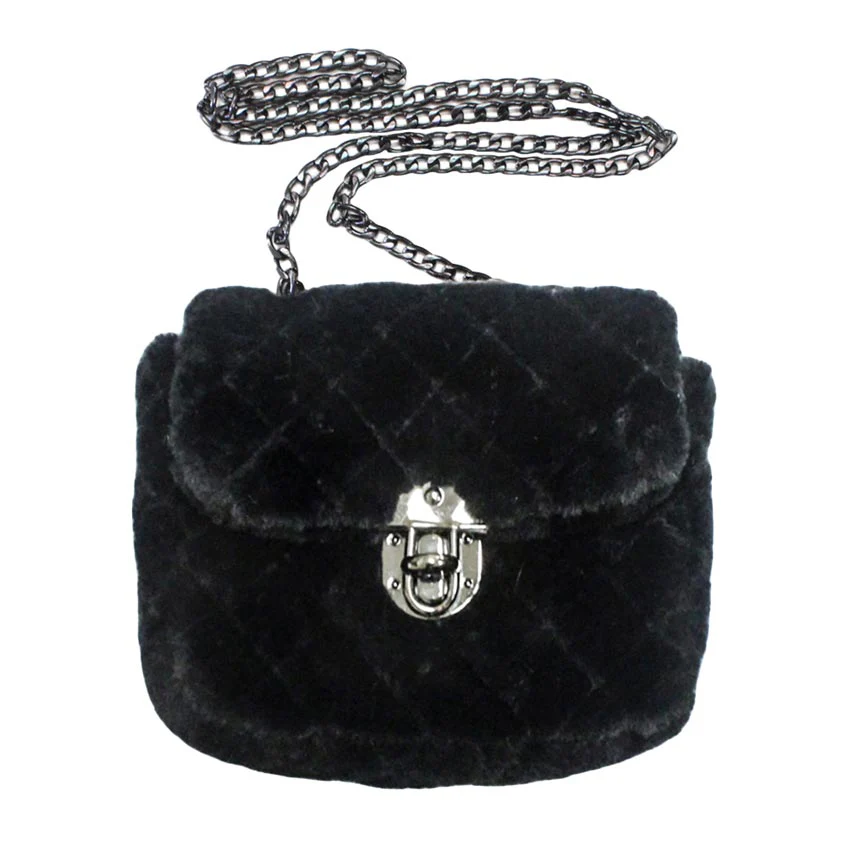 Stylish Quilted Velvet Crossbody Bag