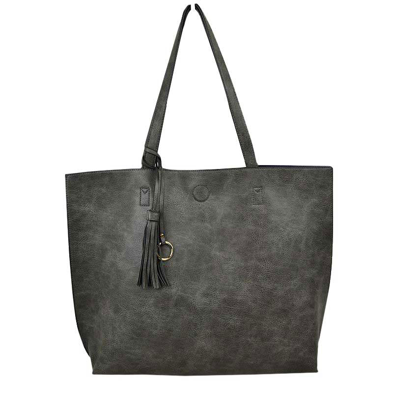 Elegant Black Faux Leather Tote Bag