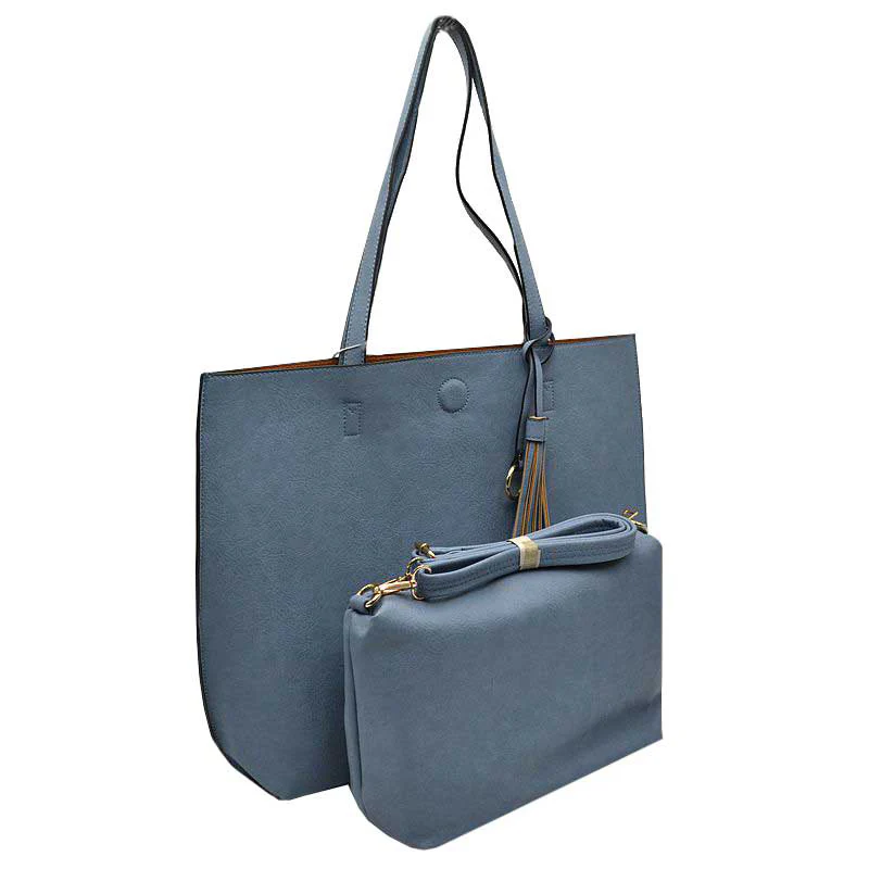 Elegant Black Faux Leather Tote Bag