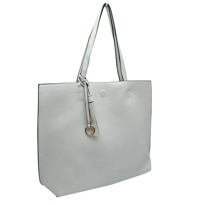 Elegant Black Faux Leather Tote Bag