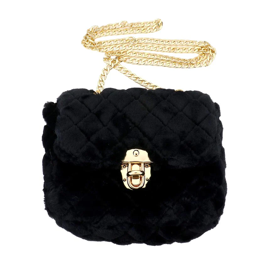 Stylish Quilted Velvet Crossbody Bag