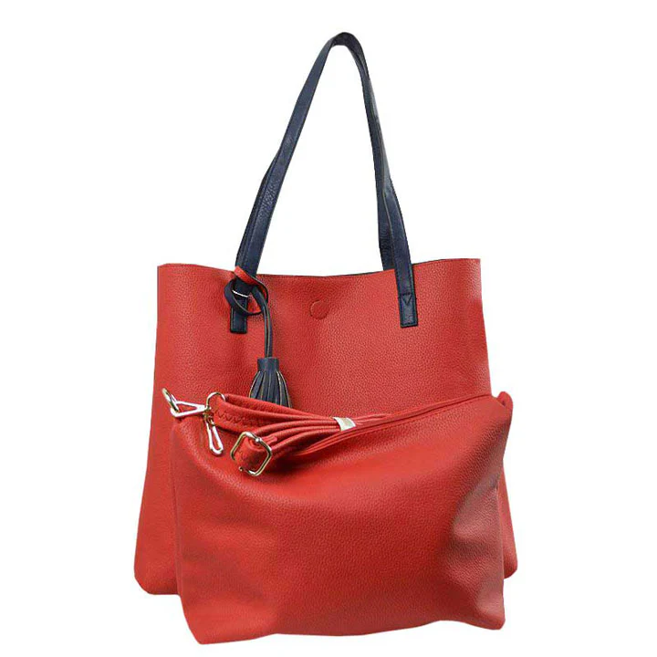 Elegant Black Faux Leather Tote Bag