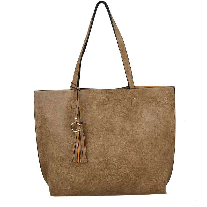 Elegant Black Faux Leather Tote Bag