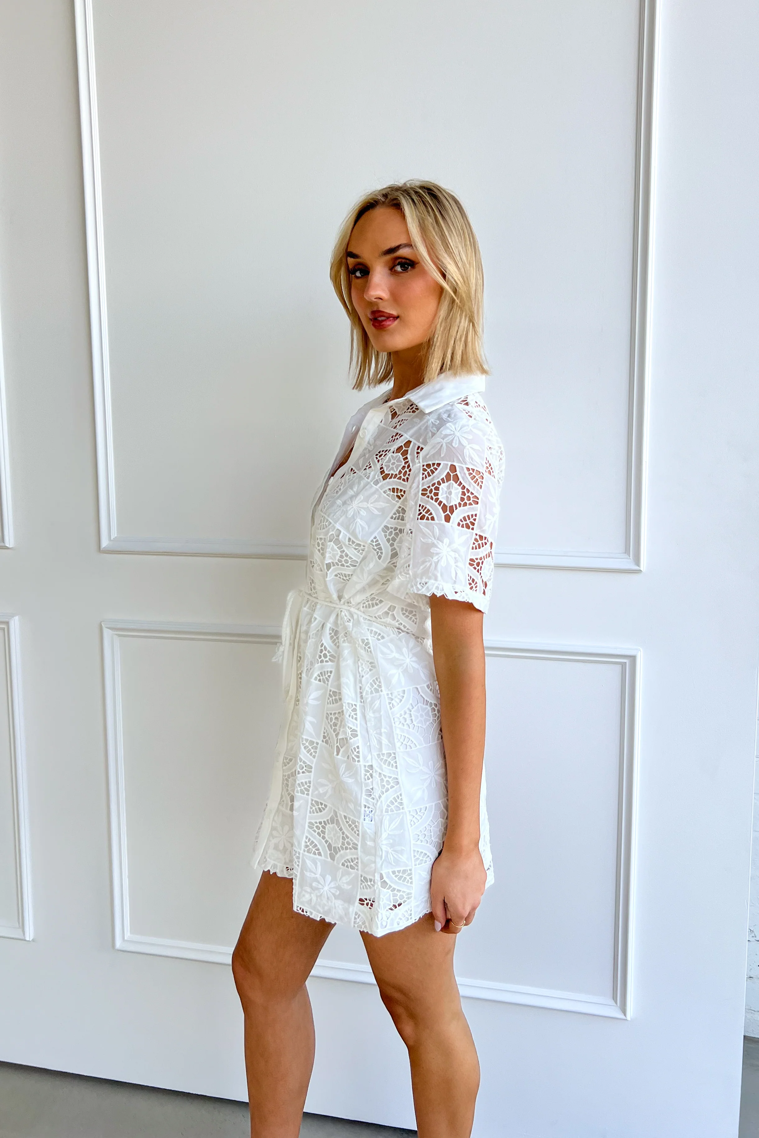 Elegant Lace Buttoned Dress