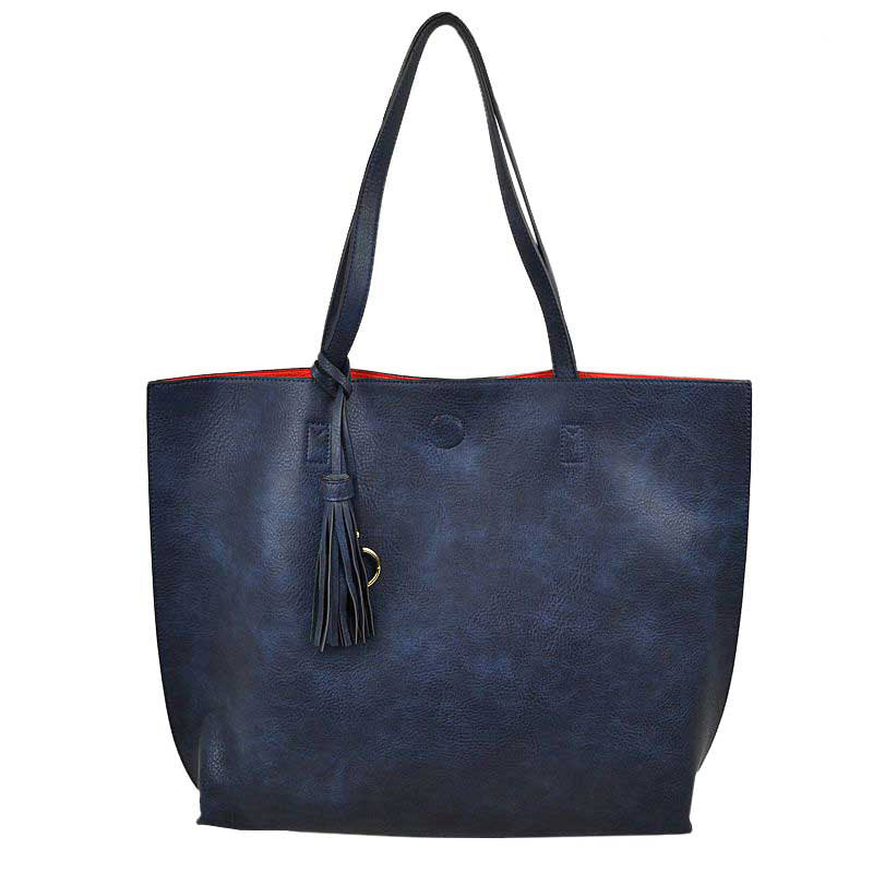 Elegant Black Faux Leather Tote Bag