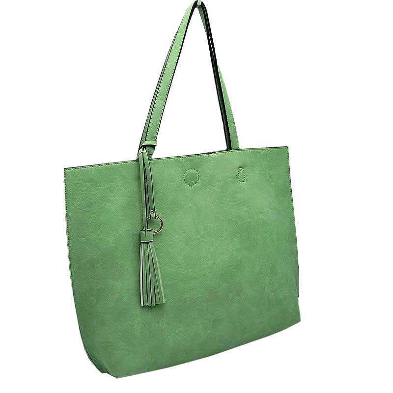 Elegant Black Faux Leather Tote Bag