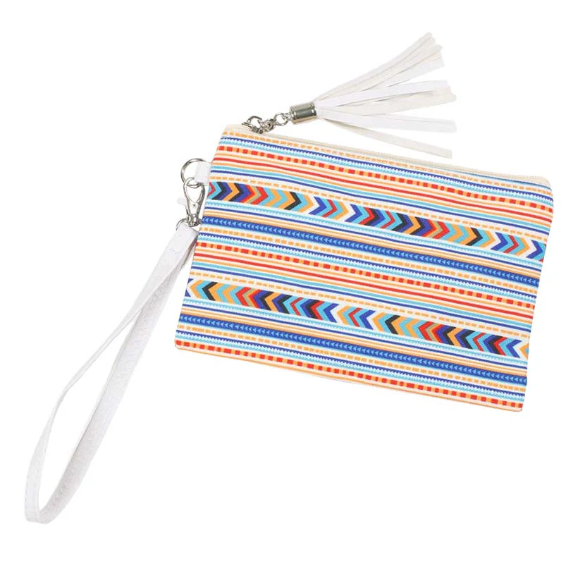 Colorful Chevron Pattern Wristlet Clutch