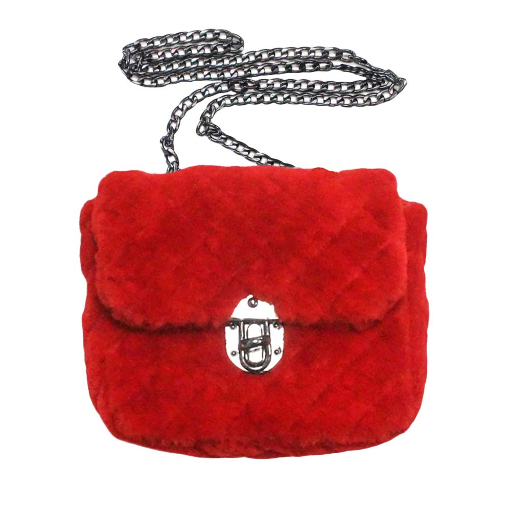Stylish Quilted Velvet Crossbody Bag