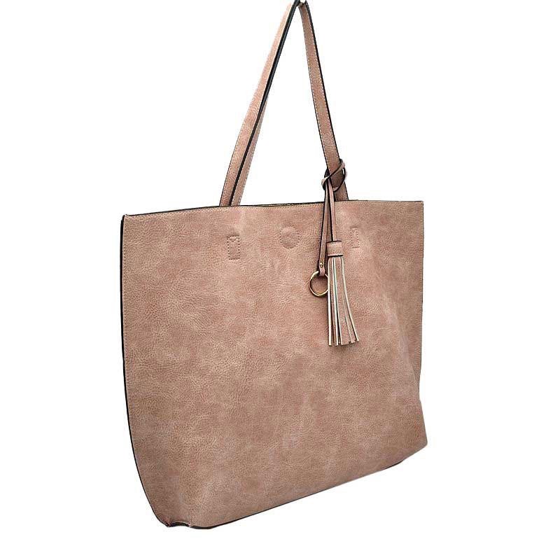 Elegant Black Faux Leather Tote Bag