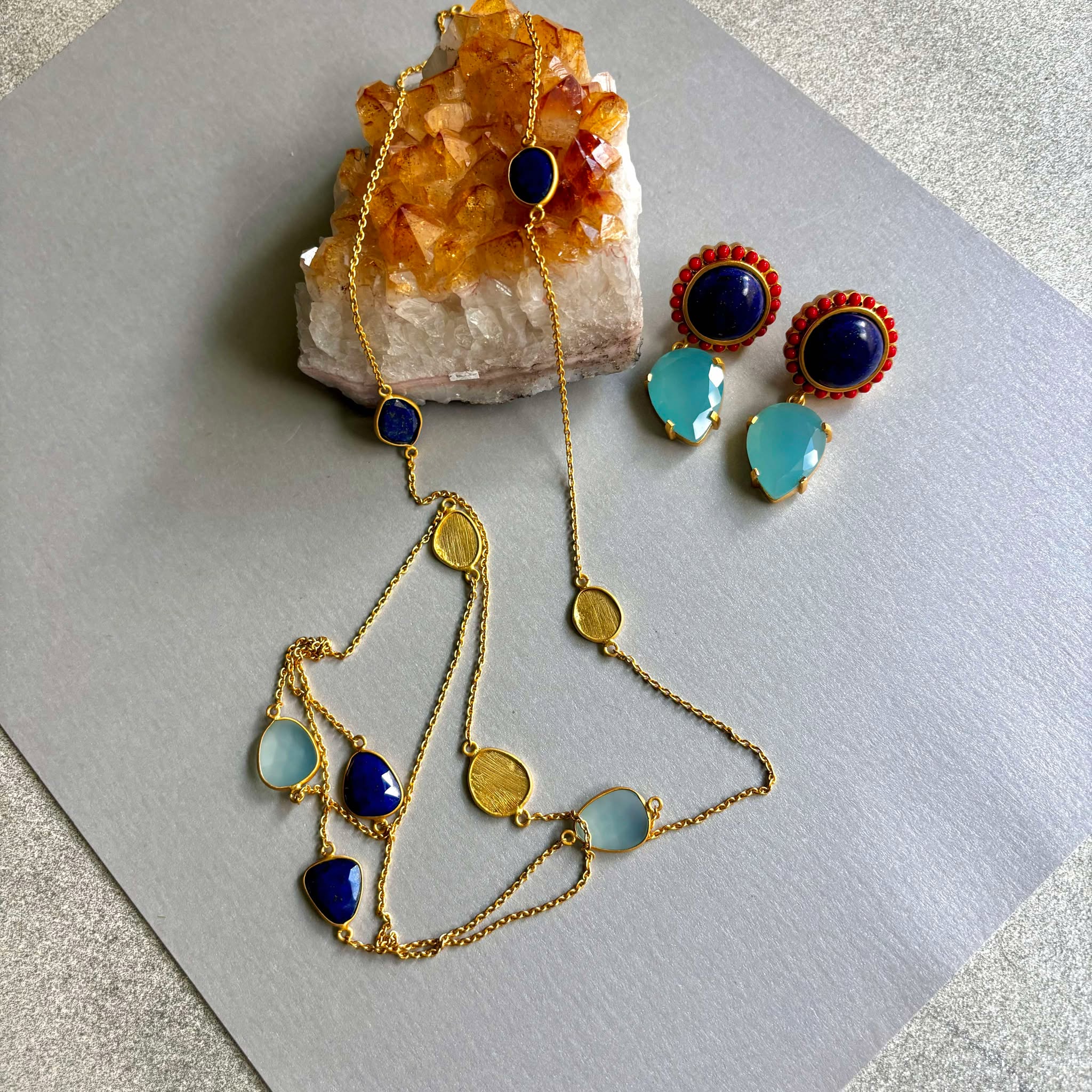 Elegant Multi-Stone Double Layer Necklace