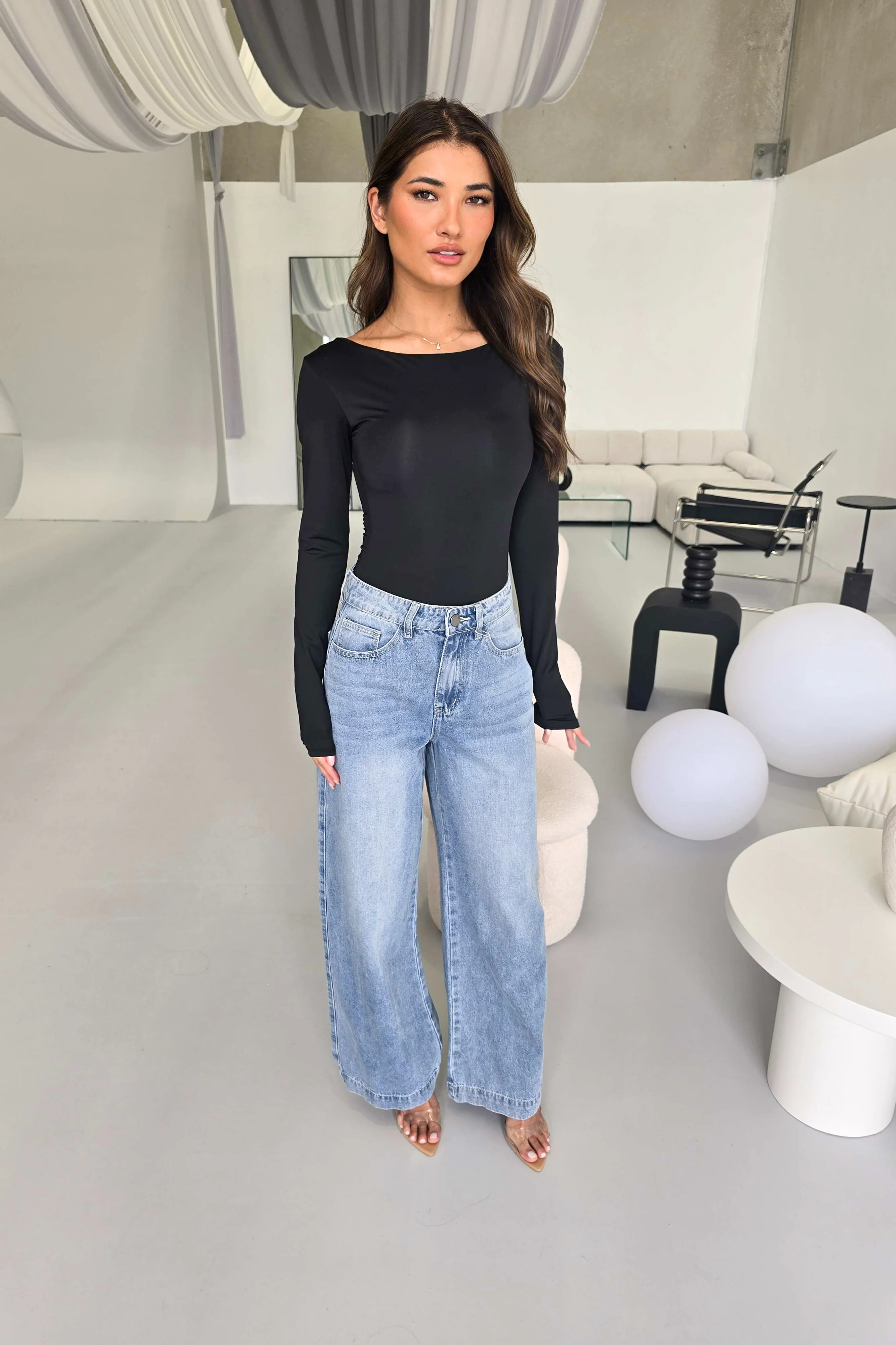 Casual Elegance Black Long Sleeve Bodysuit