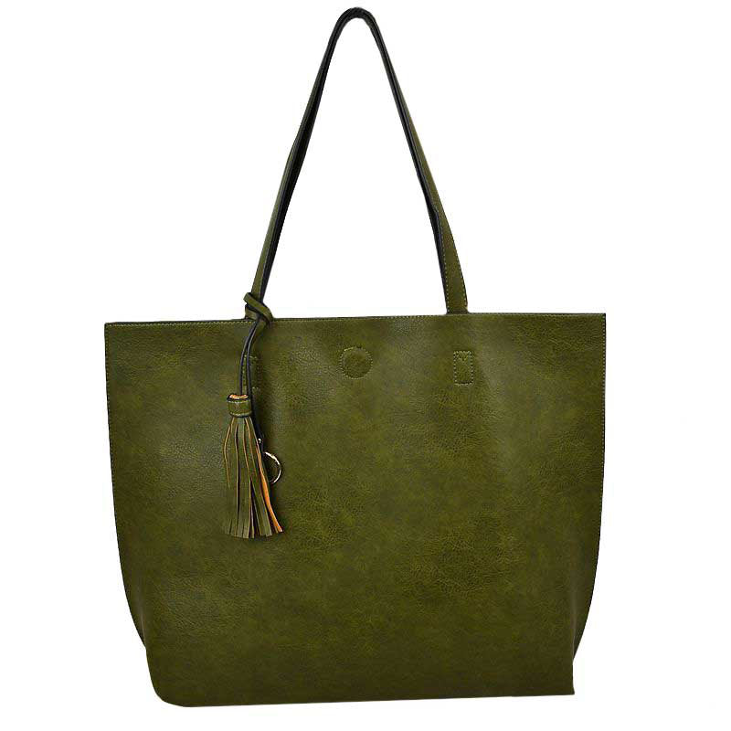 Elegant Black Faux Leather Tote Bag