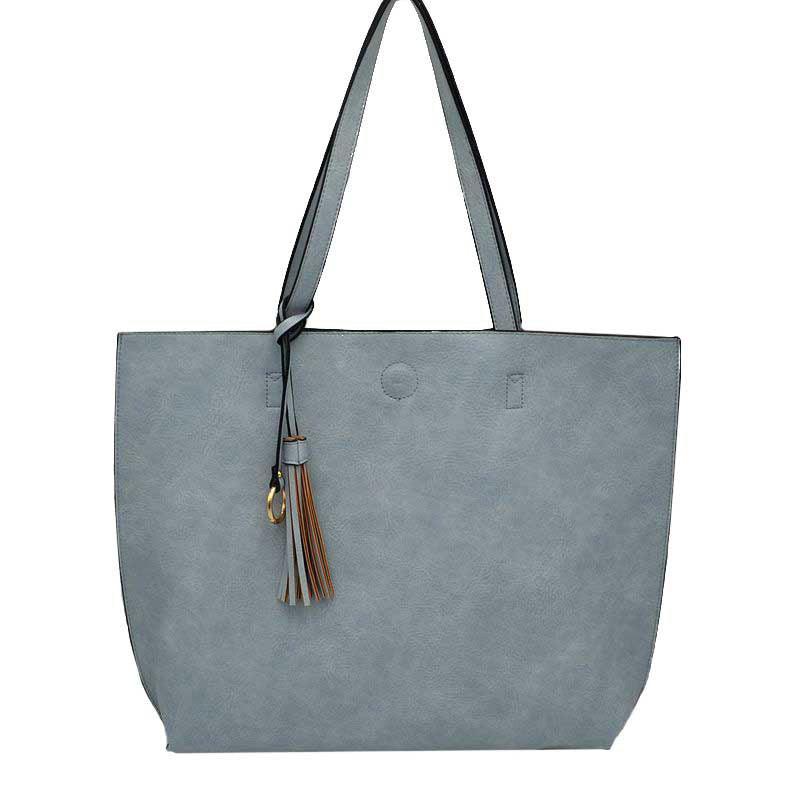 Elegant Black Faux Leather Tote Bag