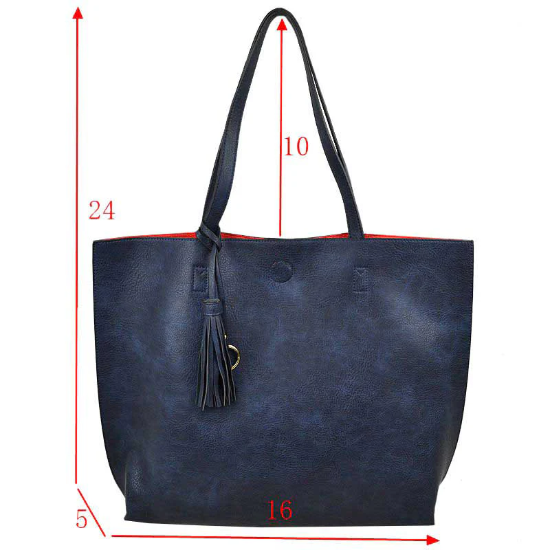 Elegant Black Faux Leather Tote Bag