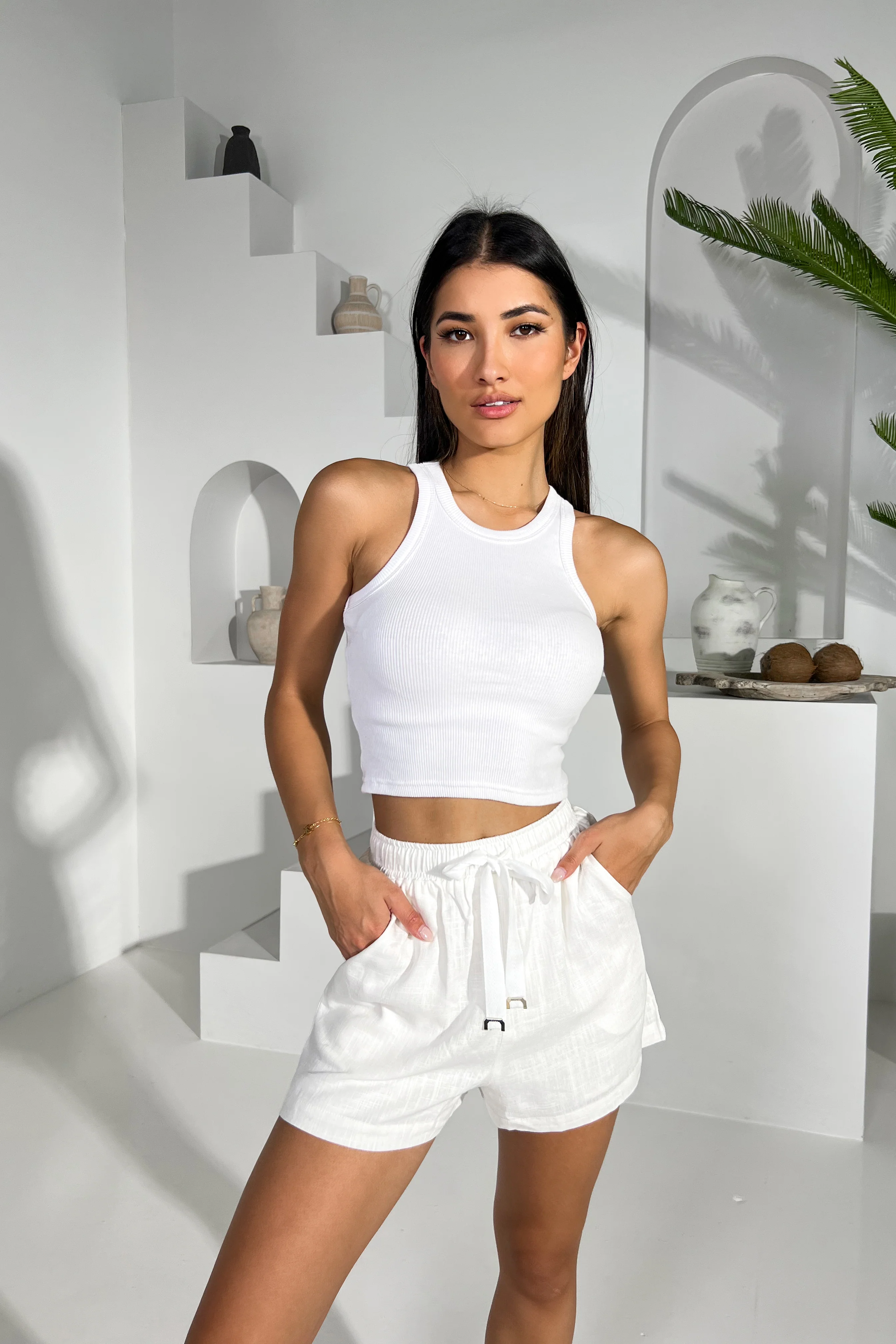 Classic White Ribbed Tank Top