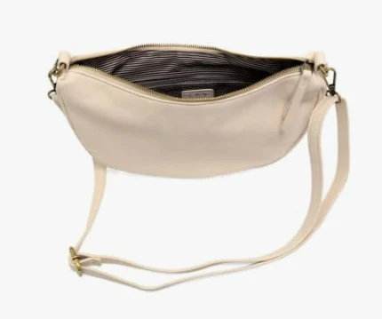 Elegant Beige Crescent Shoulder Bag