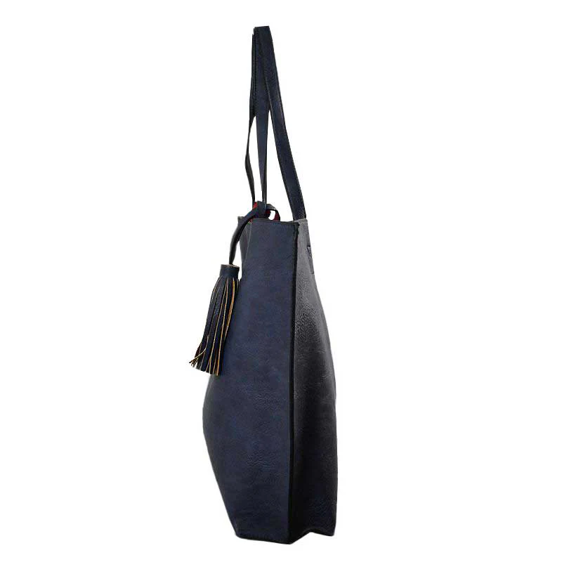 Elegant Black Faux Leather Tote Bag